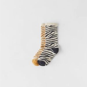 Zara Animal Print Kids Socks - Black and Tan